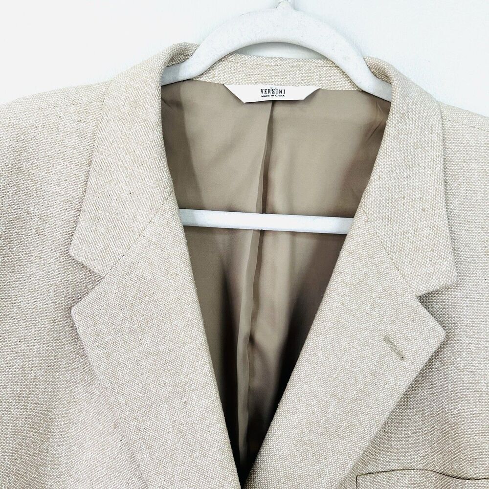 Versini 100% Silk Wheat Color Satin Lined Sport Coat Blazer Men 50R Quiet Luxury